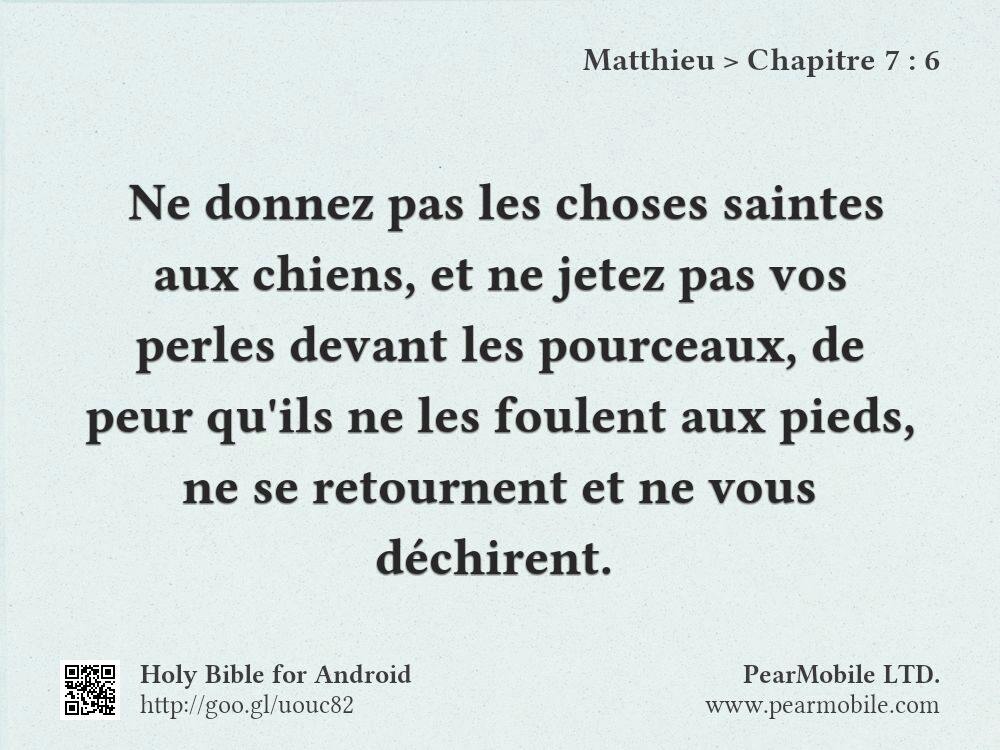 Matthieu, Chapitre 7:6